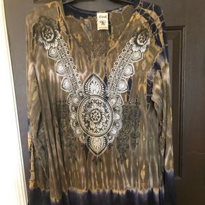 Vocal long sleeve embellished tunic 3X